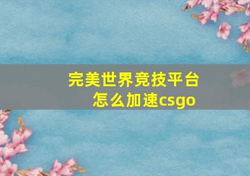 完美世界竞技平台怎么加速csgo