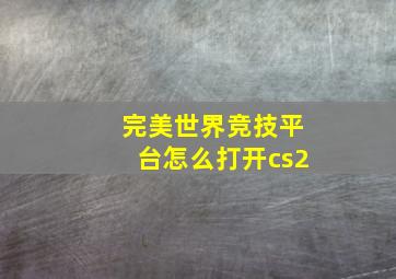 完美世界竞技平台怎么打开cs2