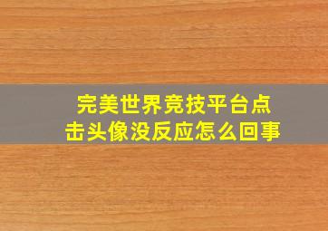 完美世界竞技平台点击头像没反应怎么回事