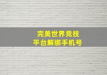 完美世界竞技平台解绑手机号