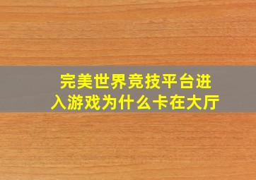 完美世界竞技平台进入游戏为什么卡在大厅