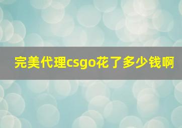 完美代理csgo花了多少钱啊