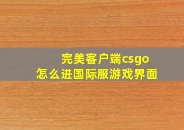 完美客户端csgo怎么进国际服游戏界面