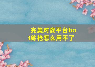 完美对战平台bot练枪怎么用不了