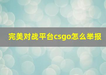 完美对战平台csgo怎么举报