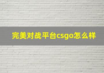 完美对战平台csgo怎么样