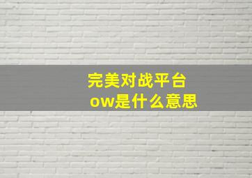 完美对战平台ow是什么意思