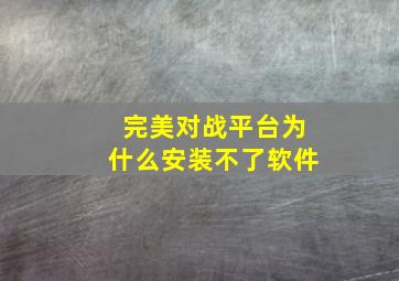 完美对战平台为什么安装不了软件