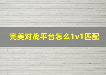 完美对战平台怎么1v1匹配