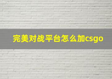 完美对战平台怎么加csgo