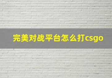 完美对战平台怎么打csgo