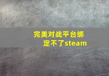 完美对战平台绑定不了steam