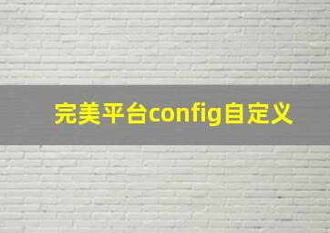 完美平台config自定义