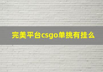 完美平台csgo单挑有挂么