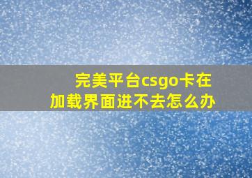 完美平台csgo卡在加载界面进不去怎么办