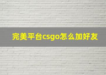 完美平台csgo怎么加好友