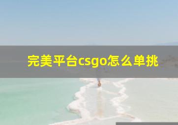 完美平台csgo怎么单挑