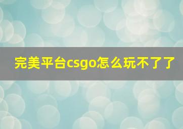 完美平台csgo怎么玩不了了