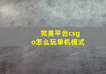 完美平台csgo怎么玩单机模式