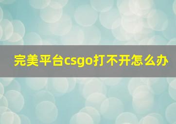 完美平台csgo打不开怎么办