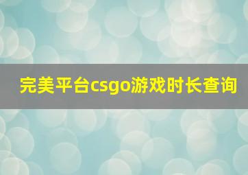 完美平台csgo游戏时长查询