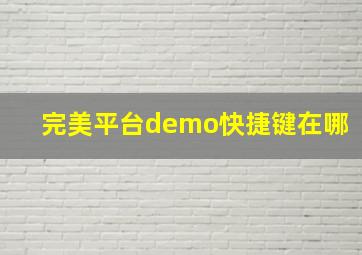 完美平台demo快捷键在哪