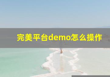 完美平台demo怎么操作