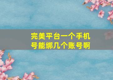 完美平台一个手机号能绑几个账号啊