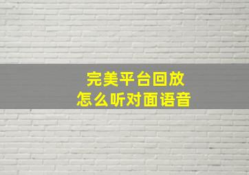 完美平台回放怎么听对面语音