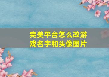 完美平台怎么改游戏名字和头像图片