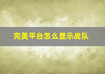 完美平台怎么显示战队