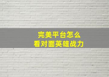 完美平台怎么看对面英雄战力