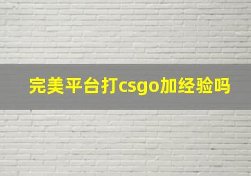 完美平台打csgo加经验吗