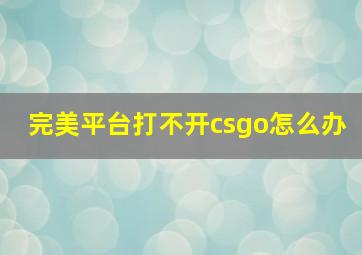 完美平台打不开csgo怎么办