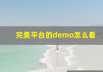 完美平台的demo怎么看