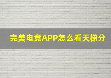 完美电竞APP怎么看天梯分