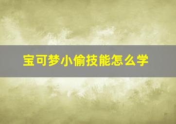 宝可梦小偷技能怎么学