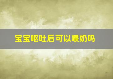 宝宝呕吐后可以喂奶吗