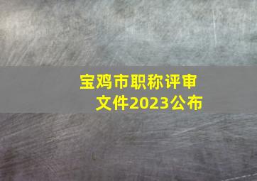 宝鸡市职称评审文件2023公布