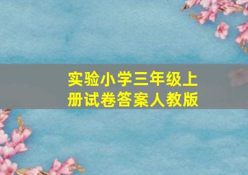 实验小学三年级上册试卷答案人教版