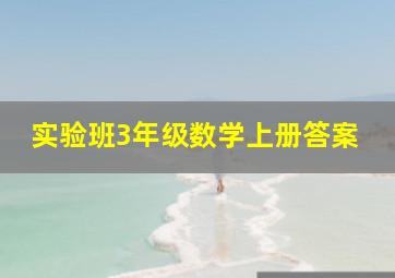 实验班3年级数学上册答案