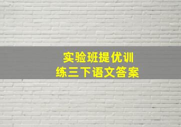 实验班提优训练三下语文答案