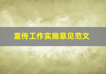 宣传工作实施意见范文