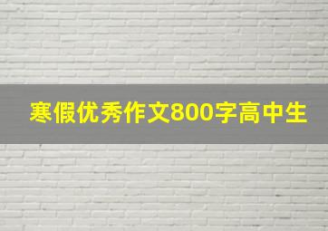 寒假优秀作文800字高中生