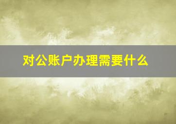 对公账户办理需要什么