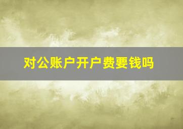 对公账户开户费要钱吗