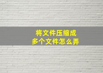 将文件压缩成多个文件怎么弄