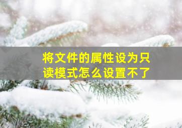 将文件的属性设为只读模式怎么设置不了