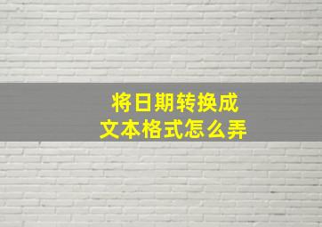 将日期转换成文本格式怎么弄