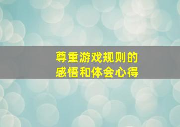 尊重游戏规则的感悟和体会心得